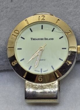 Vintage Treasure Island Money Clip/Pocket Watch Gold-Tone Round Face Watch